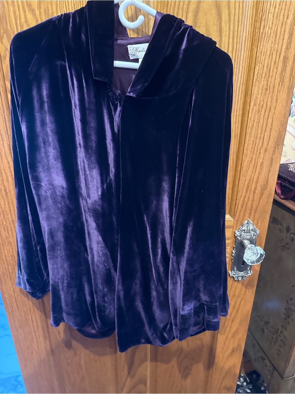 Velvet Hooded Top - Rich Purple Velvet Hoodie